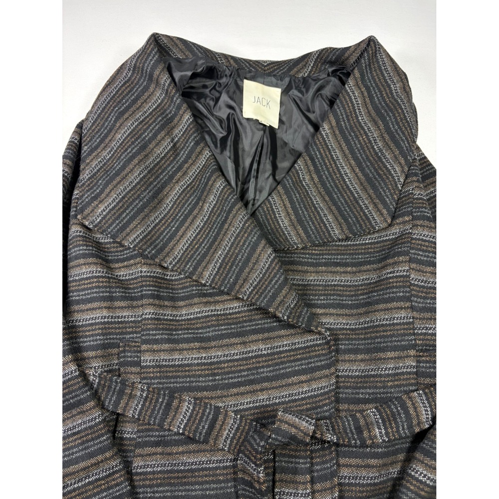 Jack Belted Wrap Jacket Striped Wool Blend Shawl Collar Minimalist Women S - Picture 9 of 11